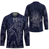 Odin Silhouette with Raven and Valknut Hockey Jersey Nordic Mythology Line Art Illustration