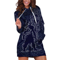 Odin Silhouette with Raven and Valknut Hoodie Dress Nordic Mythology Line Art Illustration