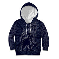 Odin Silhouette with Raven and Valknut Kid Hoodie Nordic Mythology Line Art Illustration