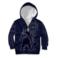Odin Silhouette with Raven and Valknut Kid Hoodie Nordic Mythology Line Art Illustration