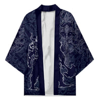 Odin Silhouette with Raven and Valknut Kimono Nordic Mythology Line Art Illustration