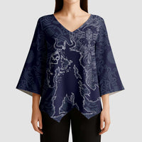Odin Silhouette with Raven and Valknut Kimono Sleeve Blouse Nordic Mythology Line Art Illustration