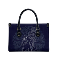 Odin Silhouette with Raven and Valknut Leather Bag Nordic Mythology Line Art Illustration
