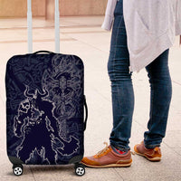 Odin Silhouette with Raven and Valknut Luggage Cover Nordic Mythology Line Art Illustration