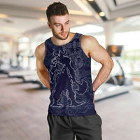 Odin Silhouette with Raven and Valknut Men Tank Top Nordic Mythology Line Art Illustration