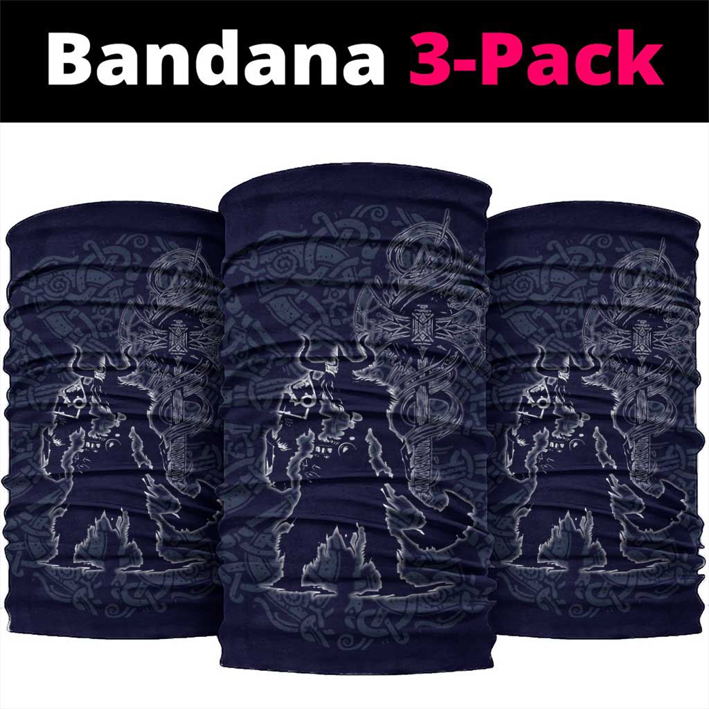 Odin Silhouette with Raven and Valknut Neck Gaiter Nordic Mythology Line Art Illustration