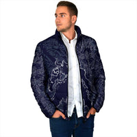 Odin Silhouette with Raven and Valknut Padded Jacket Nordic Mythology Line Art Illustration