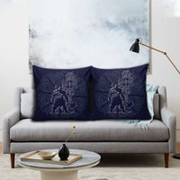 Odin Silhouette with Raven and Valknut Pillow Cover Nordic Mythology Line Art Illustration
