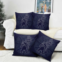 Odin Silhouette with Raven and Valknut Pillow Cover Nordic Mythology Line Art Illustration