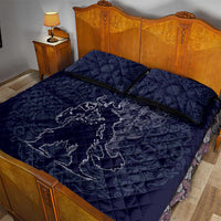 Odin Silhouette with Raven and Valknut Quilt Bed Set Nordic Mythology Line Art Illustration