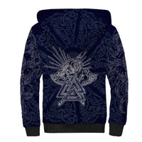 Odin Silhouette with Raven and Valknut Sherpa Hoodie Nordic Mythology Line Art Illustration