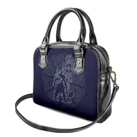 Odin Silhouette with Raven and Valknut Shoulder Handbag Nordic Mythology Line Art Illustration
