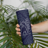 Odin Silhouette with Raven and Valknut Skinny Tumbler Nordic Mythology Line Art Illustration
