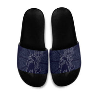 Odin Silhouette with Raven and Valknut Slide Sandals Nordic Mythology Line Art Illustration