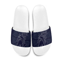 Odin Silhouette with Raven and Valknut Slide Sandals Nordic Mythology Line Art Illustration