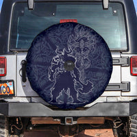 Odin Silhouette with Raven and Valknut Spare Tire Cover Nordic Mythology Line Art Illustration