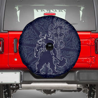 Odin Silhouette with Raven and Valknut Spare Tire Cover Nordic Mythology Line Art Illustration