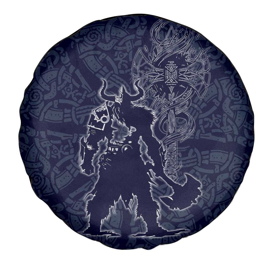 Odin Silhouette with Raven and Valknut Spare Tire Cover Nordic Mythology Line Art Illustration