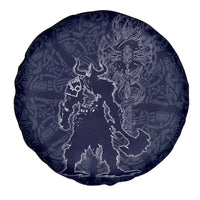 Odin Silhouette with Raven and Valknut Spare Tire Cover Nordic Mythology Line Art Illustration