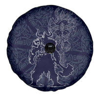Odin Silhouette with Raven and Valknut Spare Tire Cover Nordic Mythology Line Art Illustration