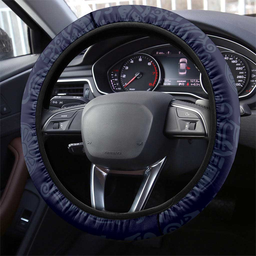 Odin Silhouette with Raven and Valknut Steering Wheel Cover Nordic Mythology Line Art Illustration