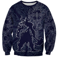 Odin Silhouette with Raven and Valknut Sweatshirt Nordic Mythology Line Art Illustration