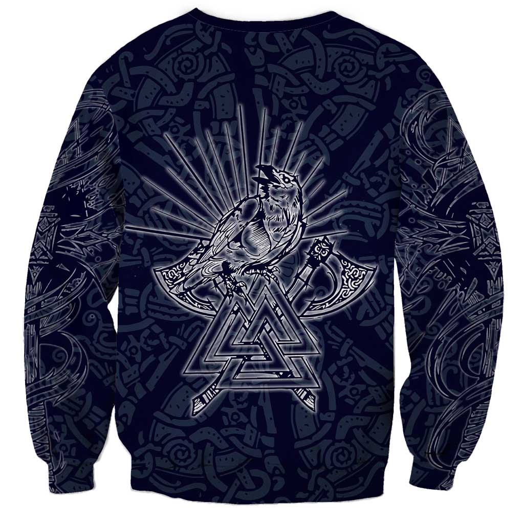 Odin Silhouette with Raven and Valknut Sweatshirt Nordic Mythology Line Art Illustration
