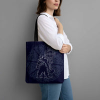 Odin Silhouette with Raven and Valknut Tote Bag Nordic Mythology Line Art Illustration