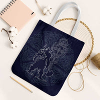 Odin Silhouette with Raven and Valknut Tote Bag Nordic Mythology Line Art Illustration