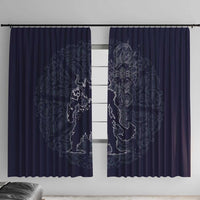 Odin Silhouette with Raven and Valknut Window Curtain Nordic Mythology Line Art Illustration