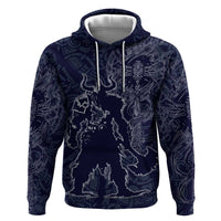 Odin Silhouette with Raven and Valknut Zip Hoodie Nordic Mythology Line Art Illustration