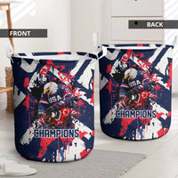 USA Ice Hockey Champions Eagle Laundry Basket Patriotic Paint Splash Graffiti Art