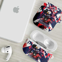 USA Ice Hockey Champions Eagle AirPods Case Patriotic Paint Splash Graffiti Art