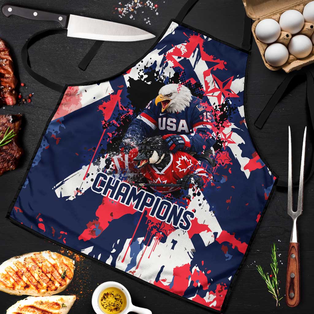 USA Ice Hockey Champions Eagle Apron Patriotic Paint Splash Graffiti Art