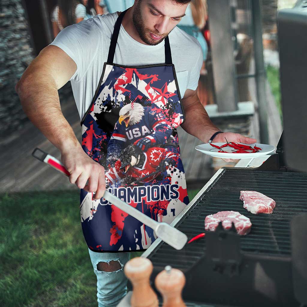 USA Ice Hockey Champions Eagle Apron Patriotic Paint Splash Graffiti Art