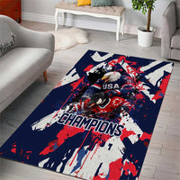 USA Ice Hockey Champions Eagle Area Rug Patriotic Paint Splash Graffiti Art