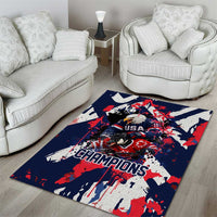 USA Ice Hockey Champions Eagle Area Rug Patriotic Paint Splash Graffiti Art