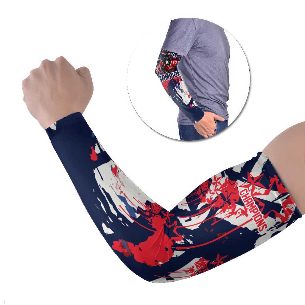 USA Ice Hockey Champions Eagle Arm Sleeves Patriotic Paint Splash Graffiti Art