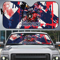 USA Ice Hockey Champions Eagle Auto Sun Shade Patriotic Paint Splash Graffiti Art