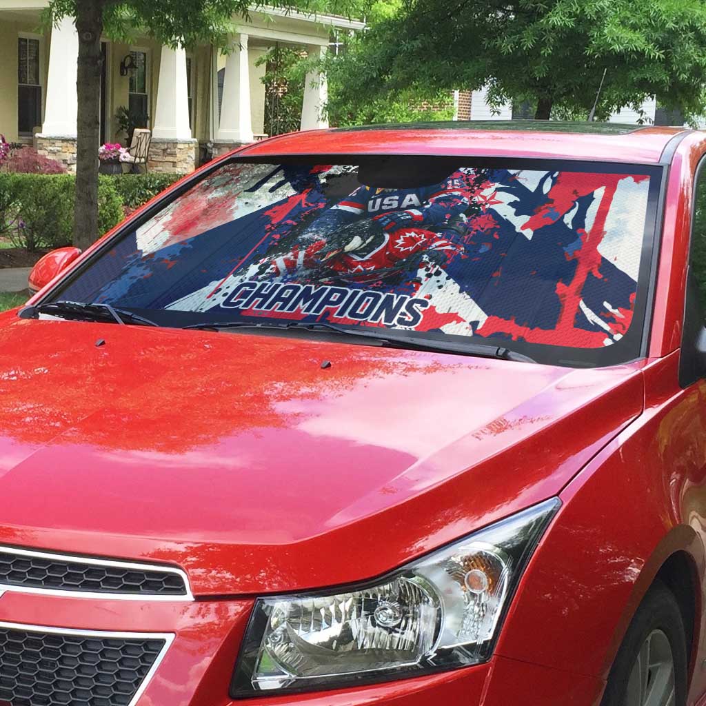 USA Ice Hockey Champions Eagle Auto Sun Shade Patriotic Paint Splash Graffiti Art