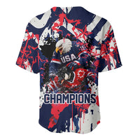 USA Ice Hockey Champions Eagle Baseball Jersey Patriotic Paint Splash Graffiti Art
