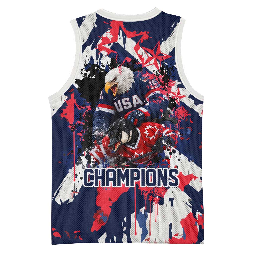 USA Ice Hockey Champions Eagle Basketball Jersey Patriotic Paint Splash Graffiti Art