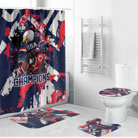 USA Ice Hockey Champions Eagle Bathroom Set Patriotic Paint Splash Graffiti Art