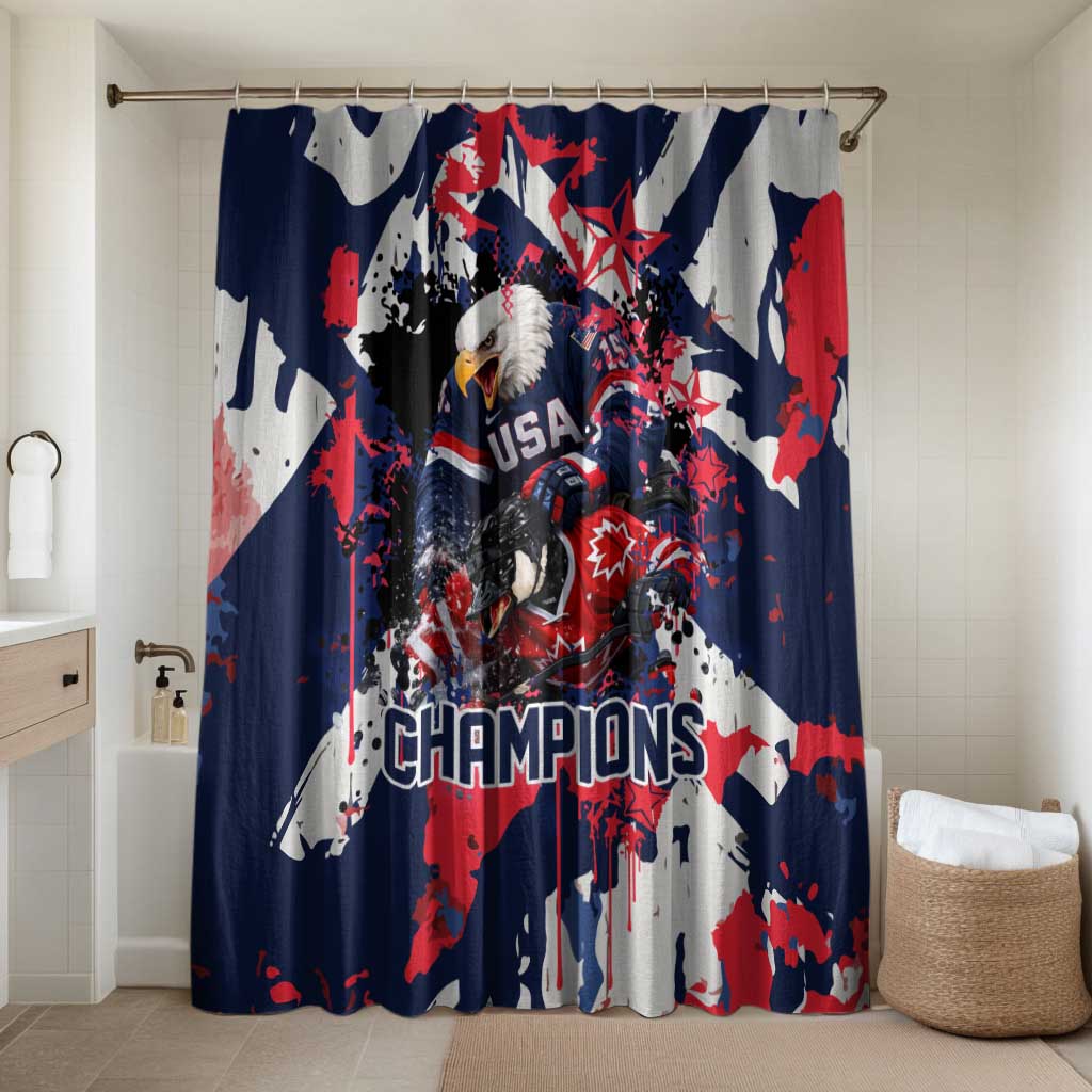 USA Ice Hockey Champions Eagle Bathroom Set Patriotic Paint Splash Graffiti Art