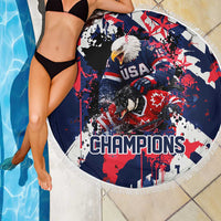 USA Ice Hockey Champions Eagle Beach Blanket Patriotic Paint Splash Graffiti Art
