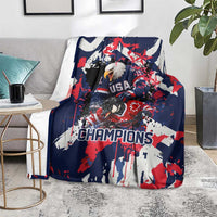 USA Ice Hockey Champions Eagle Blanket Patriotic Paint Splash Graffiti Art