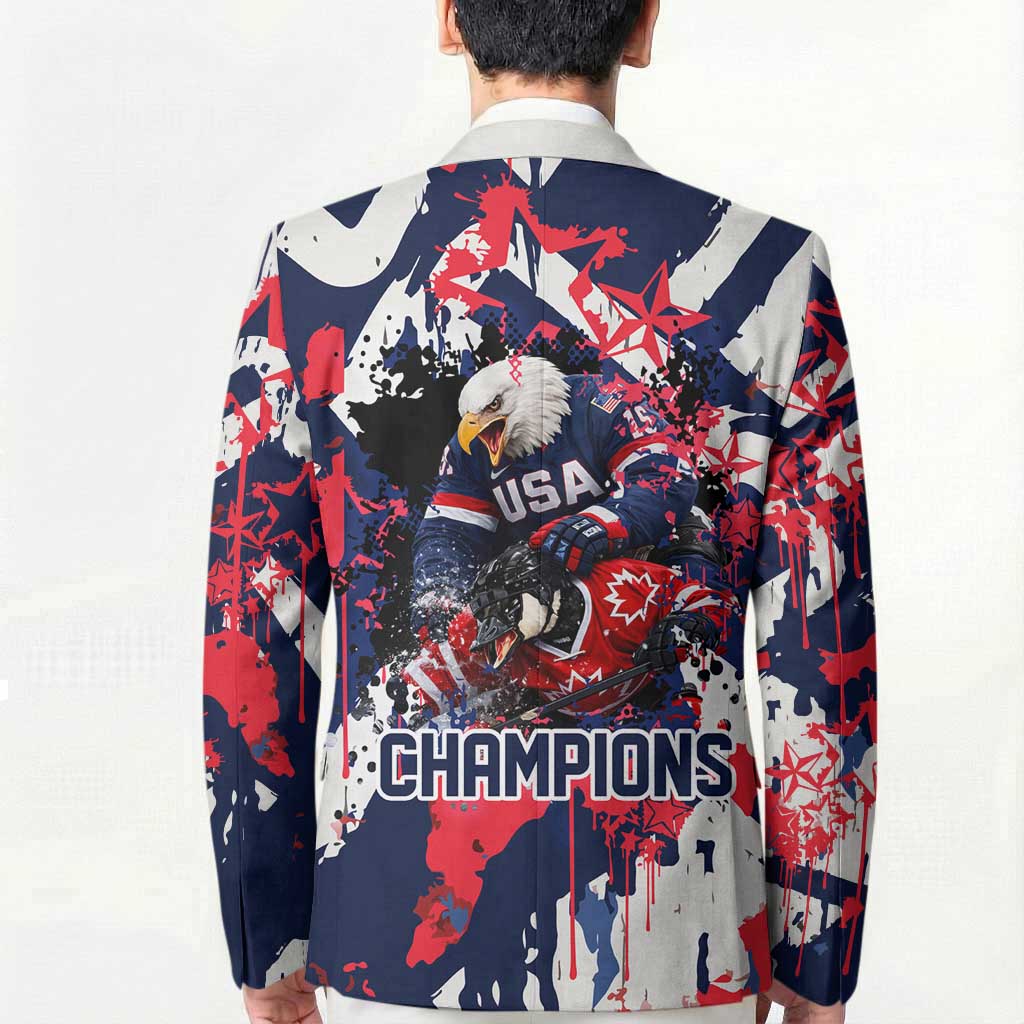 USA Ice Hockey Champions Eagle Blazer Patriotic Paint Splash Graffiti Art