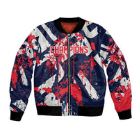 USA Ice Hockey Champions Eagle Bomber Jacket Patriotic Paint Splash Graffiti Art