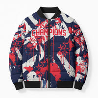 USA Ice Hockey Champions Eagle Bomber Puffer Jacket Patriotic Paint Splash Graffiti Art