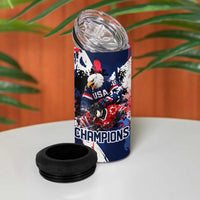 USA Ice Hockey Champions Eagle 4 in 1 Can Cooler Tumbler Patriotic Paint Splash Graffiti Art